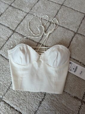 Zara Cream Strapless Tie-Back Bustier Top